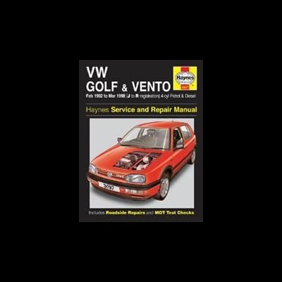 Manual Haynes VW Golf & Vento com carro vermelho na capa