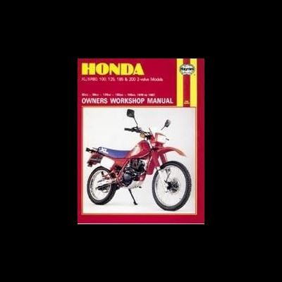 Manual técnico vermelho com motocicleta Honda e texto branco