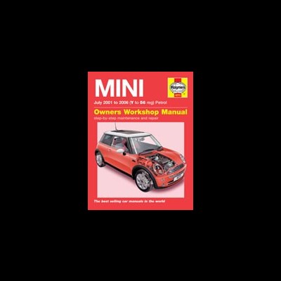 Capa de manual de oficina Haynes para Mini de 2001 a 2006 com imagem de carro vermelho