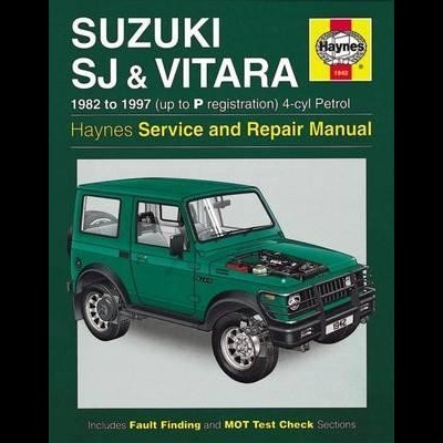 Capa do manual Haynes para Suzuki SJ & Vitara com SUV verde ilustrado