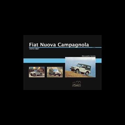 Cartaz com imagens de um carro Fiat Nuova Campagnola verde claro e texto informativo.