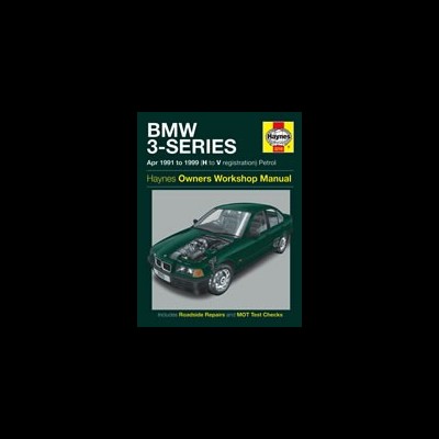 Manual Haynes para BMW 3-SERIES de 1991 a 1999 com capa verde e imagem de carro