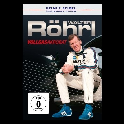 Capa de DVD com homem em fato de corrida branco e texto promocional