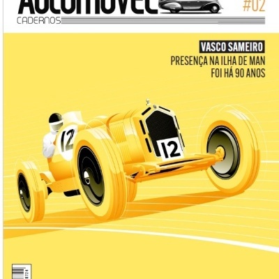 Capa de revista amarela com carro de corrida amarelo número 12 e textos em português