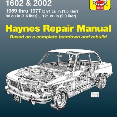 Capa de manual Haynes Repair Manual para BMW com desenho técnico de carro e texto informativo.