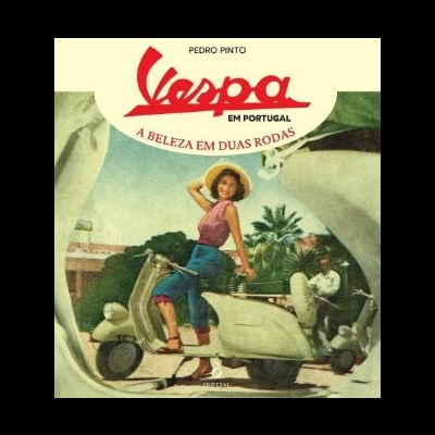 Capa de livro com mulher numa mota Vespa branca sob texto em português.