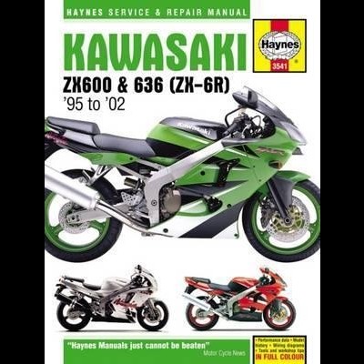 Manual Haynes Kawasaki ZK600 & 636 com imagem de motocicleta verde e preta