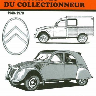 Revista técnica com desenhos de carros clássicos Citroën 2 CV e logótipo da marca