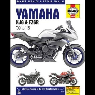 Capa de manual Haynes para Yamaha XJ6 & FZ6R com imagens de motocicletas