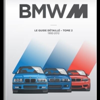 Capa de livro BMW M com três carros ilustrados e texto em francês.