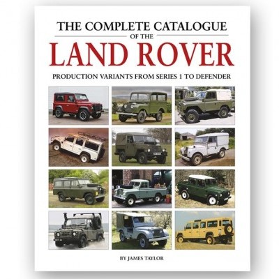 Capa de livro com imagens e título sobre Land Rover