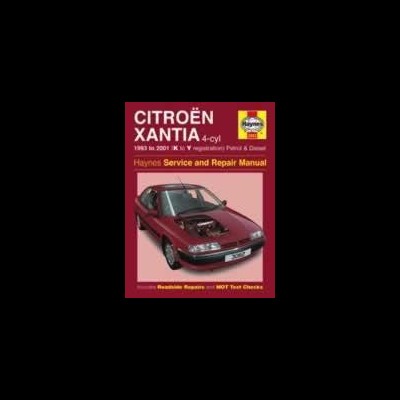 Manual Haynes Citroën Xantia 4-cyl 1993-2001 capa vermelha com carro vermelho e texto