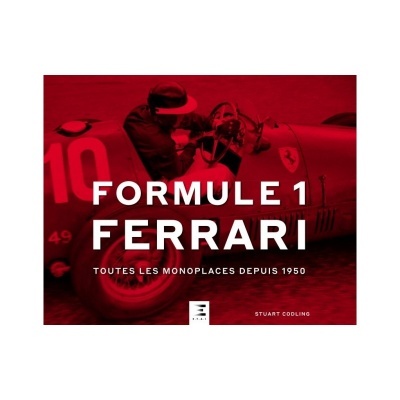 Imagem de carro de Fórmula 1 clássico da Ferrari com texto em branco sobreposto.