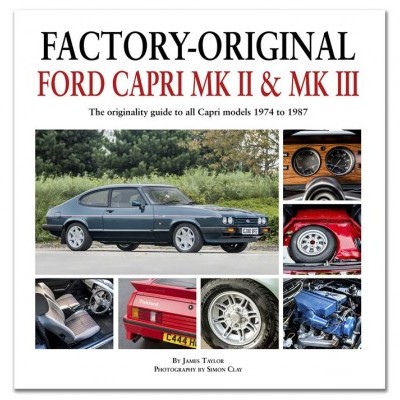 Capa de livro sobre Ford Capri MK II & MK III com várias fotos do carro
