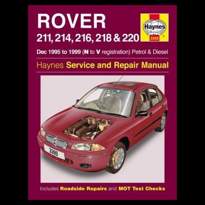 Capa de manual Haynes para carros Rover 211-220 com imagem de carro vermelho