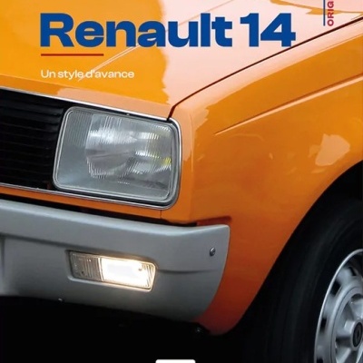 Frente de carro Renault 14 laranja com texto do livro