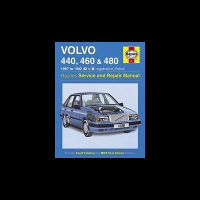 Capa de manual Haynes para Volvo 440, 460 e 480 com imagem de um carro azul.