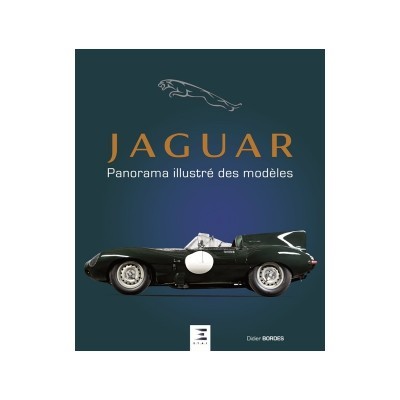 Capa de livro com carro Jaguar clássico e texto em francês