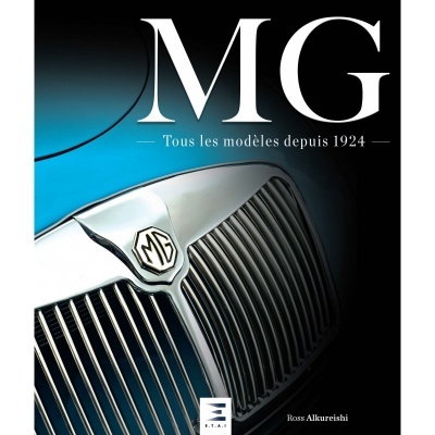 Capa de livro com grelha de carro MG e título em francês