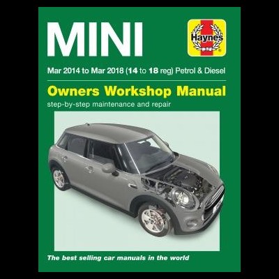 Capa de manual Haynes verde com imagem de carro Mini cinzento