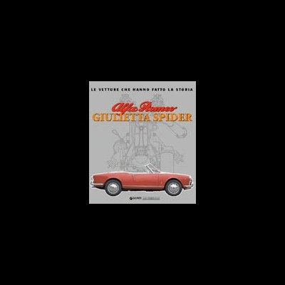 Capa de livro mostrando carro clássico Alfa Romeo Giulia Spider vermelho.