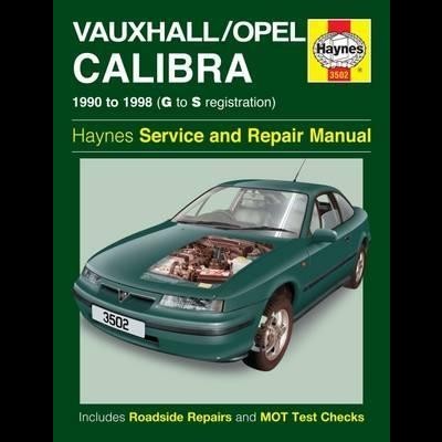 Capa de manual Haynes para Vauxhall/Opel Calibra com carro verde e motor visível