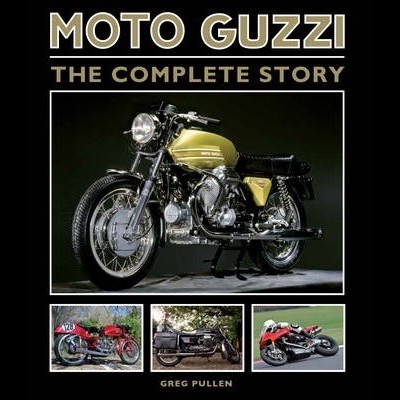 Capa do livro sobre a história completa da Moto Guzzi com imagens de motocicletas clássicas.