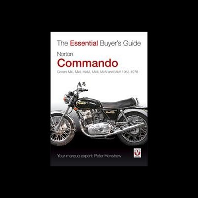 Capa de livro sobre motocicleta Norton Commando com imagem de moto clássica preta e prateada