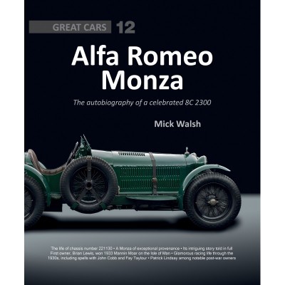 Capa de livro Alfa Romeo Monza com carro clássico verde