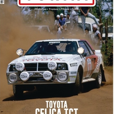 Revista TURINI com Toyota Celica TCT em corrida de rali na terra