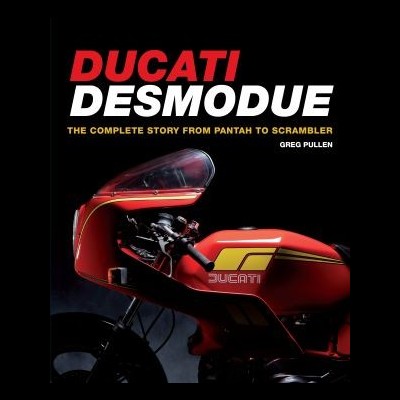 Capa do livro Ducati Desmodue com imagem de moto vermelha e texto em branco e vermelho