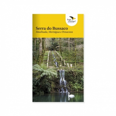 Capa de livro Serra do Bussaco com escadaria e cascata