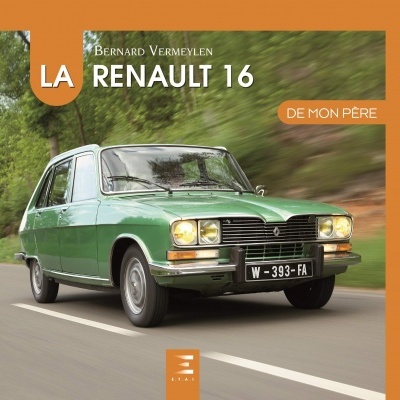 Capa de livro com Renault 16 verde em estrada e texto em francês
