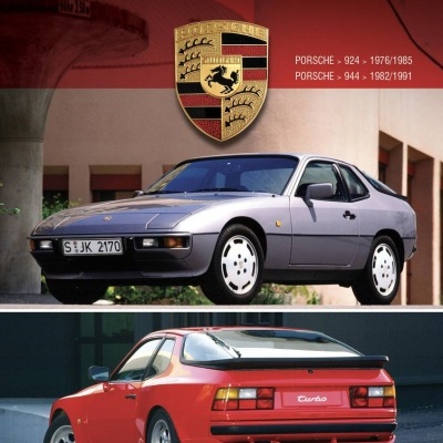 Capa de livro de carros Porsche modelos 924 e 944 com logótipo Porsche