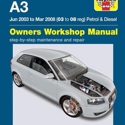 Capa manual Audi A3 Haynes com carro cinza e logotipo Haynes