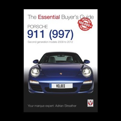 Capa de guia de compra Porsche 911 (997) com carro azul e texto informativo