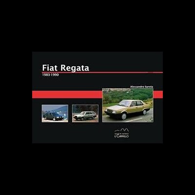 Três fotografias do carro Fiat Regata com texto informativo em fundo preto.