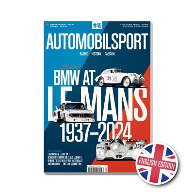 Capa da revista AUTOMOBILSPORT com carros BMW e texto sobre Le Mans