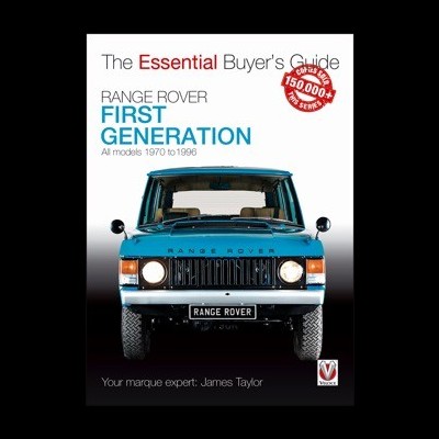 Capa do livro 'The Essential Buyer's Guide' com um Range Rover azul à frente