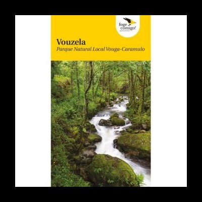 Capa de livro com foto de rio e vegetação, texto 