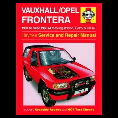 Capa do manual Haynes vermelho para Vauxhall/Opel Frontera, 1991-1998