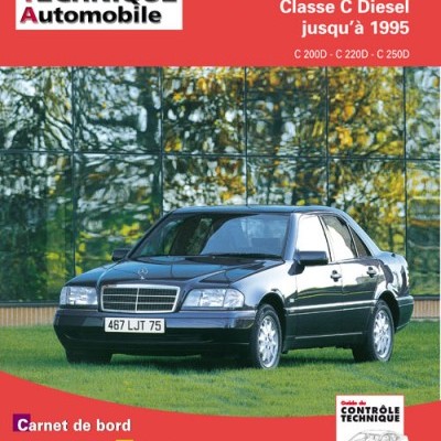 Capa de manual técnico Mercedes Benz Classe C Diesel até 1995 com carro preto e árvores reflektidas