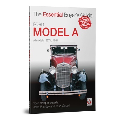 Capa de livro do guia do comprador para Ford Model A com imagem do carro clássico