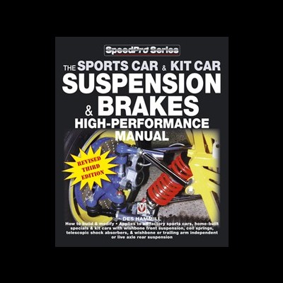 Capa de livro sobre suspensão e travões para carros desportivos e kit cars com imagem de suspensão