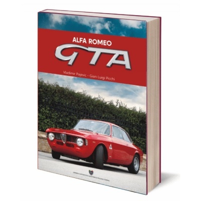 Capa do livro Alfa Romeo GTA com um carro vermelho na frente