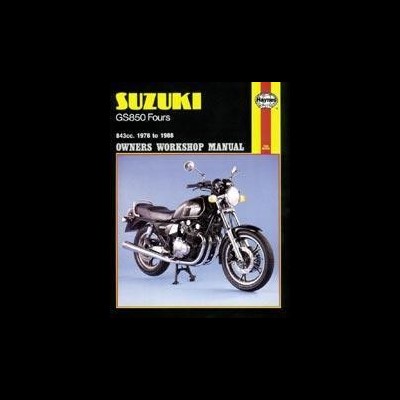 Capa de manual de oficina Suzuki GS850 Fours com imagem de motocicleta preta e prata