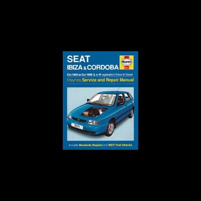 Capa azul do manual Haynes para SEAT IBIZA & CORDOBA com carro azul