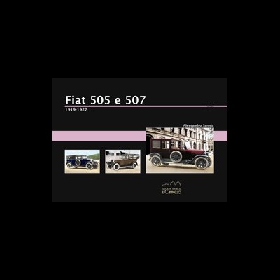 Fotos antigas de carrinhas Fiat 505 e 507 com texto em fundo negro