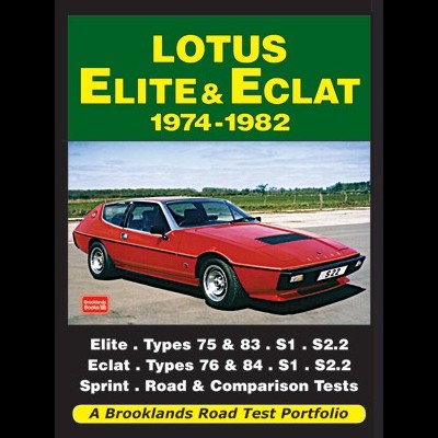 Capa de livro sobre carros Lotus Elite e Eclat com foto de um carro vermelho clássico