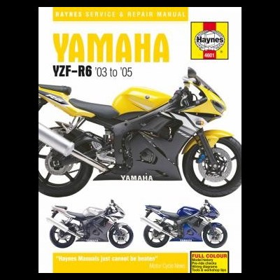 Capa do manual Haynes com imagem da moto Yamaha YZF-R6 amarela e duas motos pequenas cinza e azul